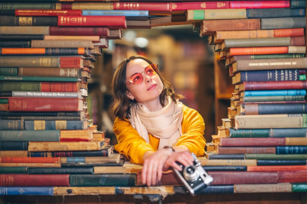 Young girl in a bookstore